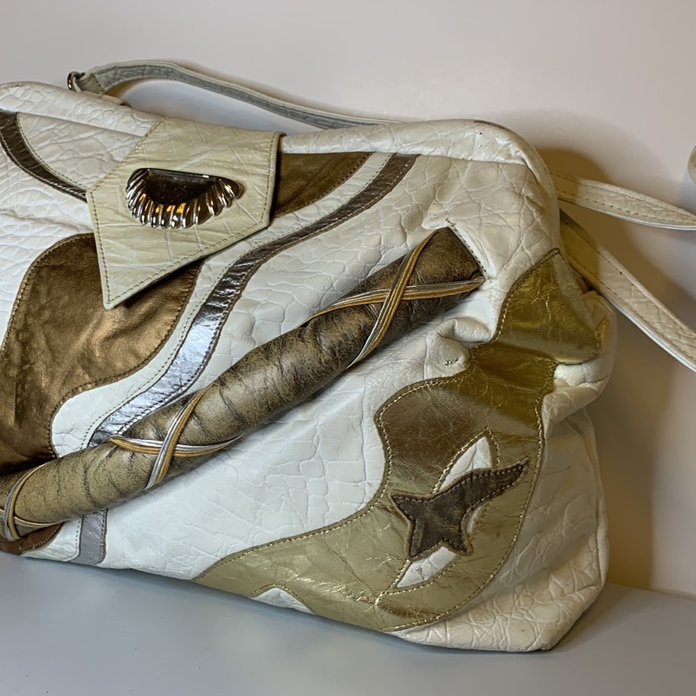 Vintage Leather Patchwork Handbag - image 2